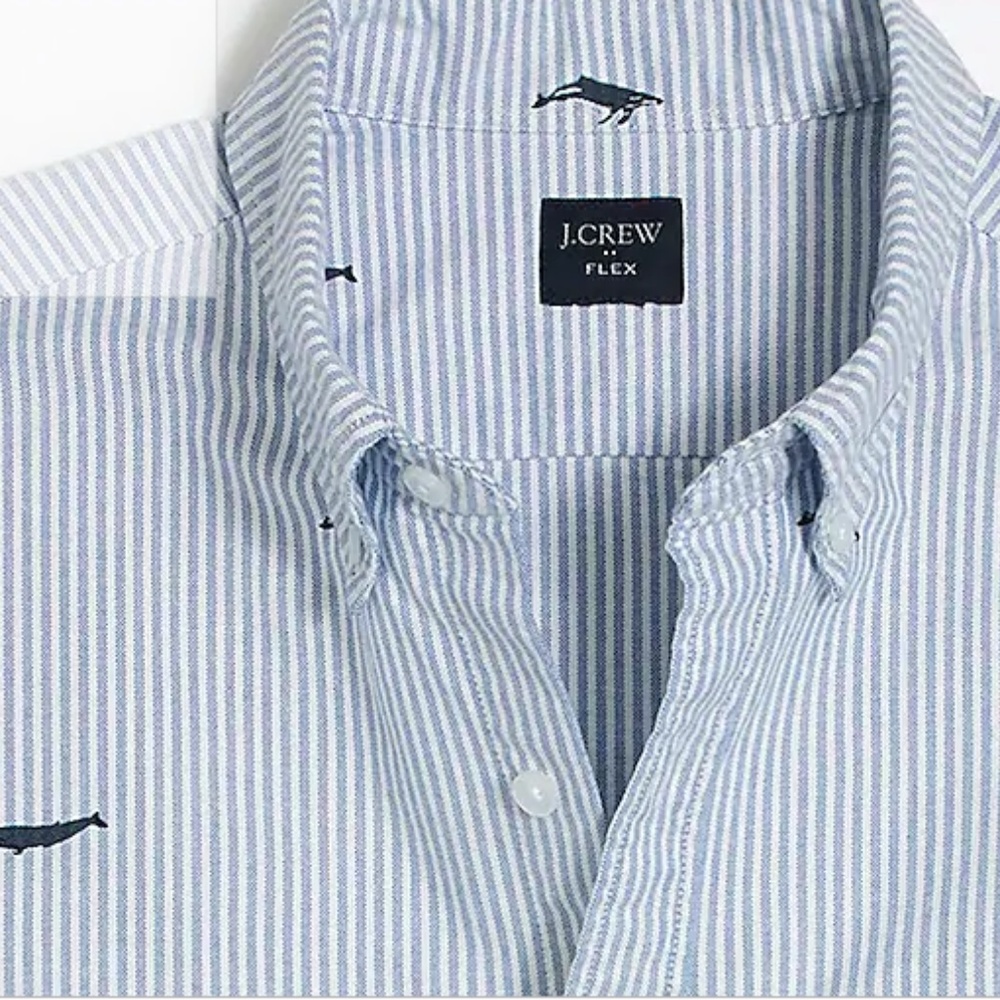 J. Crew Short-Sleeve Printed Oxford Shirt (Whales)